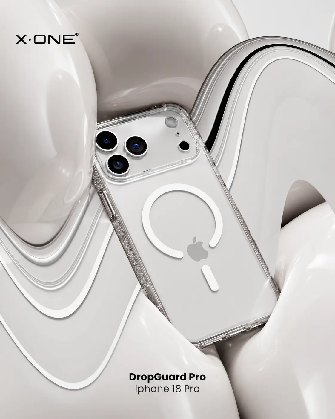 iPhone branco com capa transparente X-One DropGuard Pro